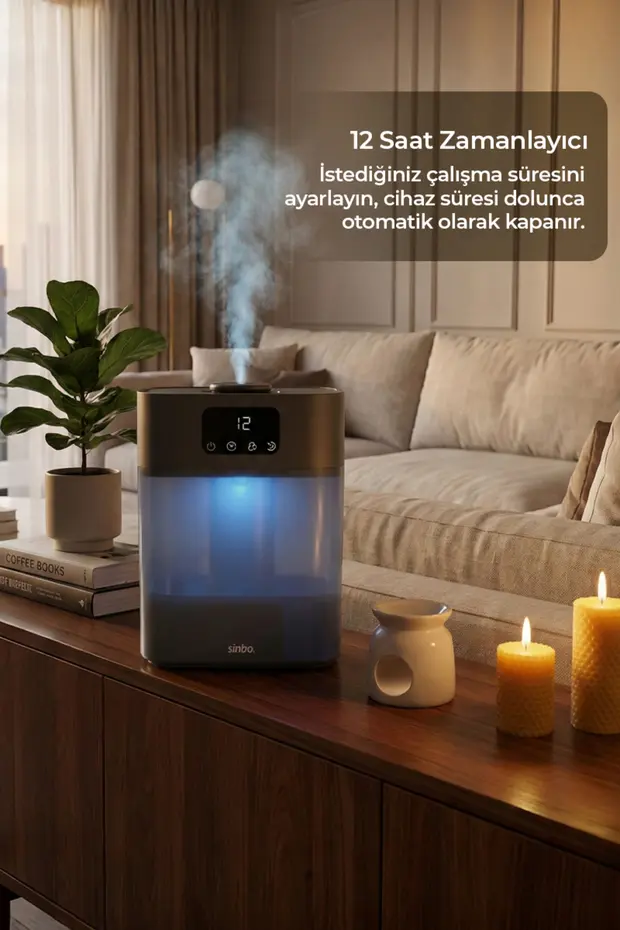 Ultrasonik Hava Nemlendirici - Siyah | Sessiz Çalışma, Şık Siyah Tasarım